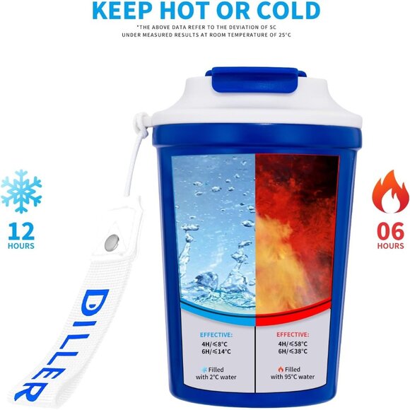 Insulated Water Bottle, 12 oz Vacuum Cup Coffee Mug w Lid Stainless Steel - Picture 3 of 7